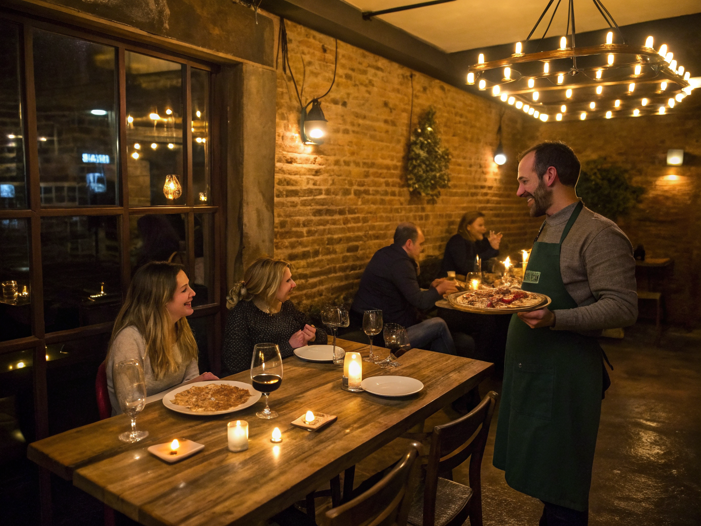 Cozy candlelit dining room at GUSTO restaurant